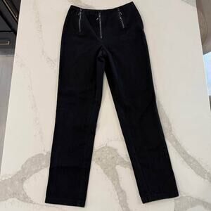 Vintage Newport News Jeanology Black Denim Jeans Womens 6 SideZip Sequin Zippers